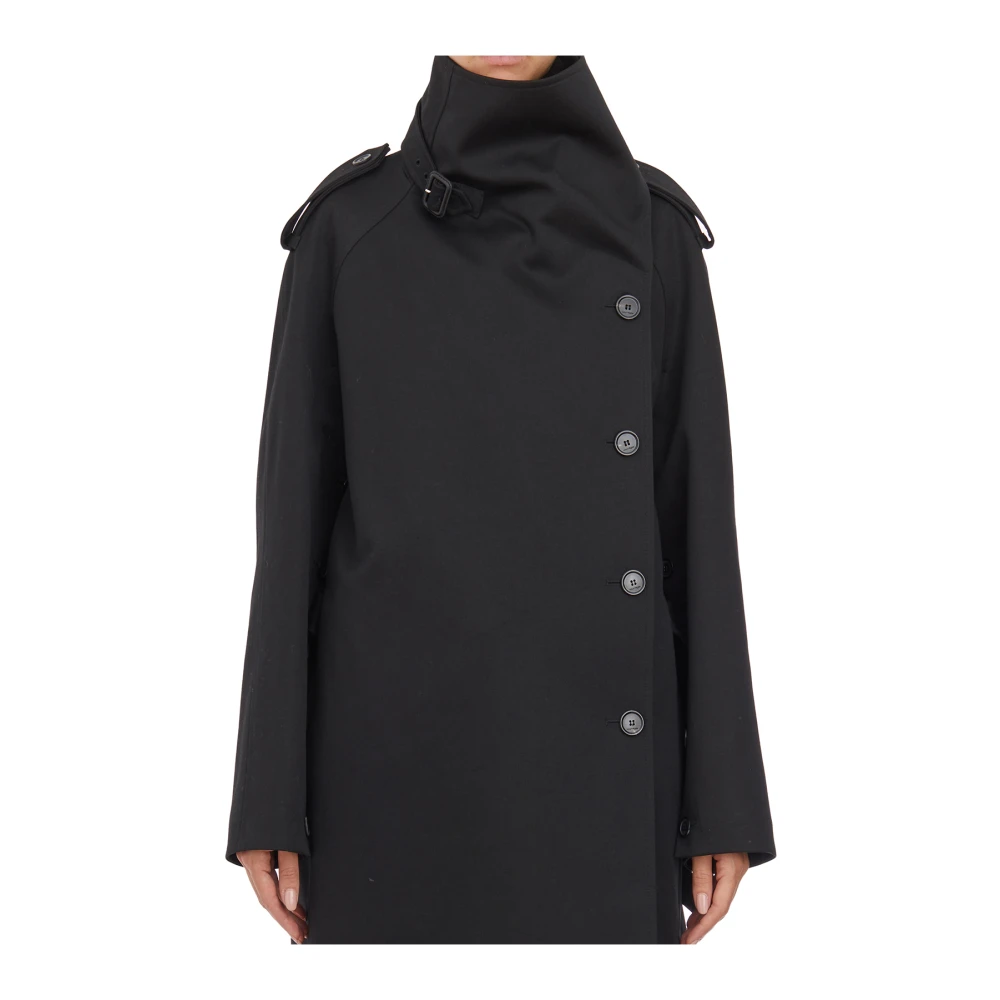 Courrèges Lange Katoenen Trenchcoat Black Dames