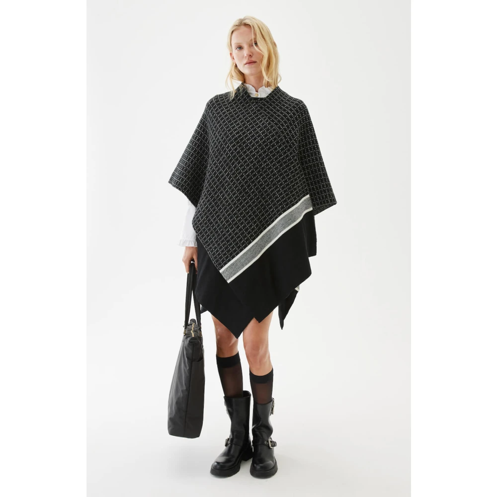 Busnel Mio Geruite Poncho Black Dames