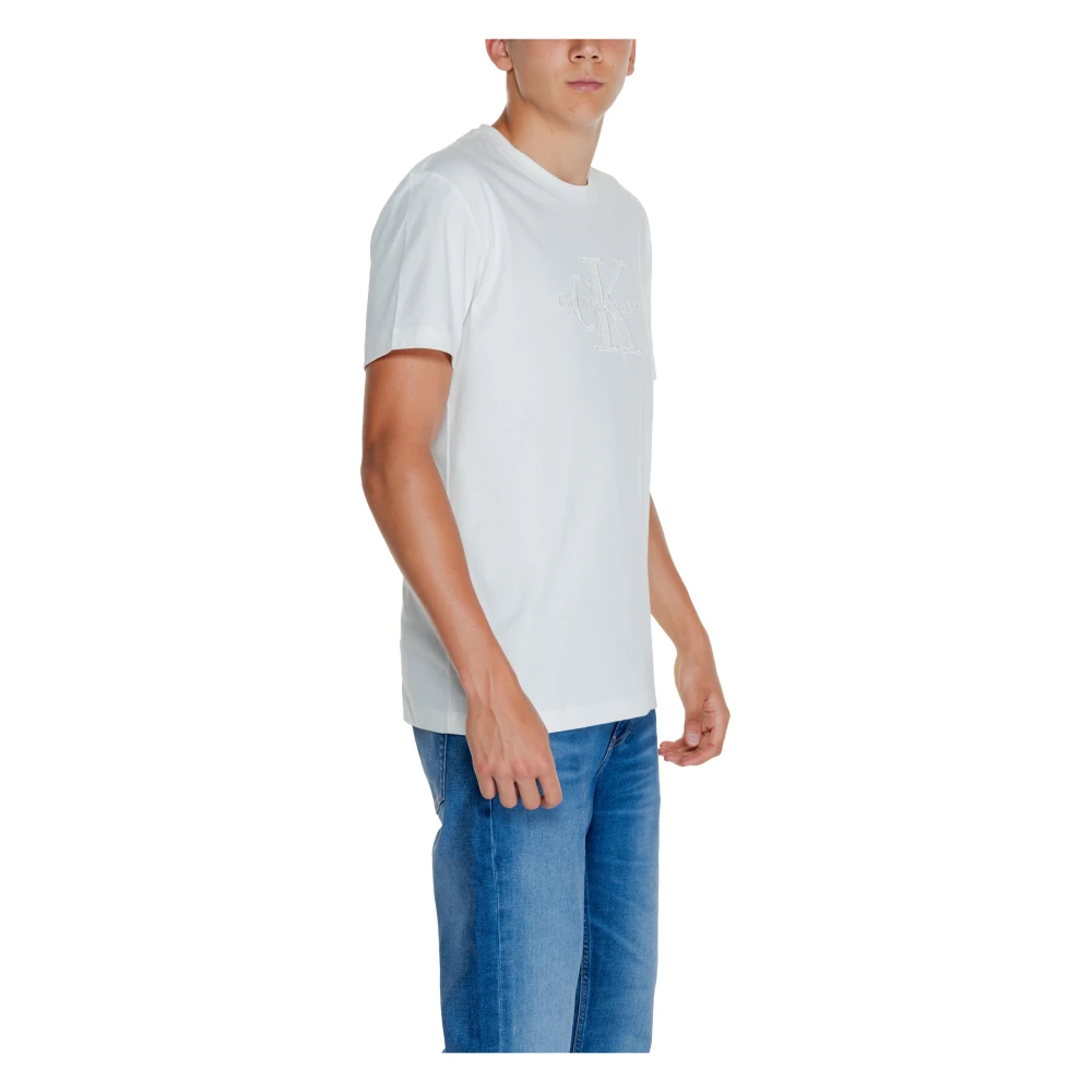 Calvin Klein Jeans Heren T-shirt Monologo Applique White Heren