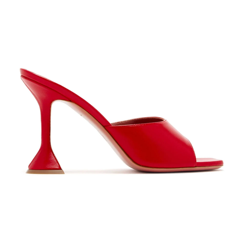 Amina Muaddi Women's Red Lupita 95 Leather Mules Size 5