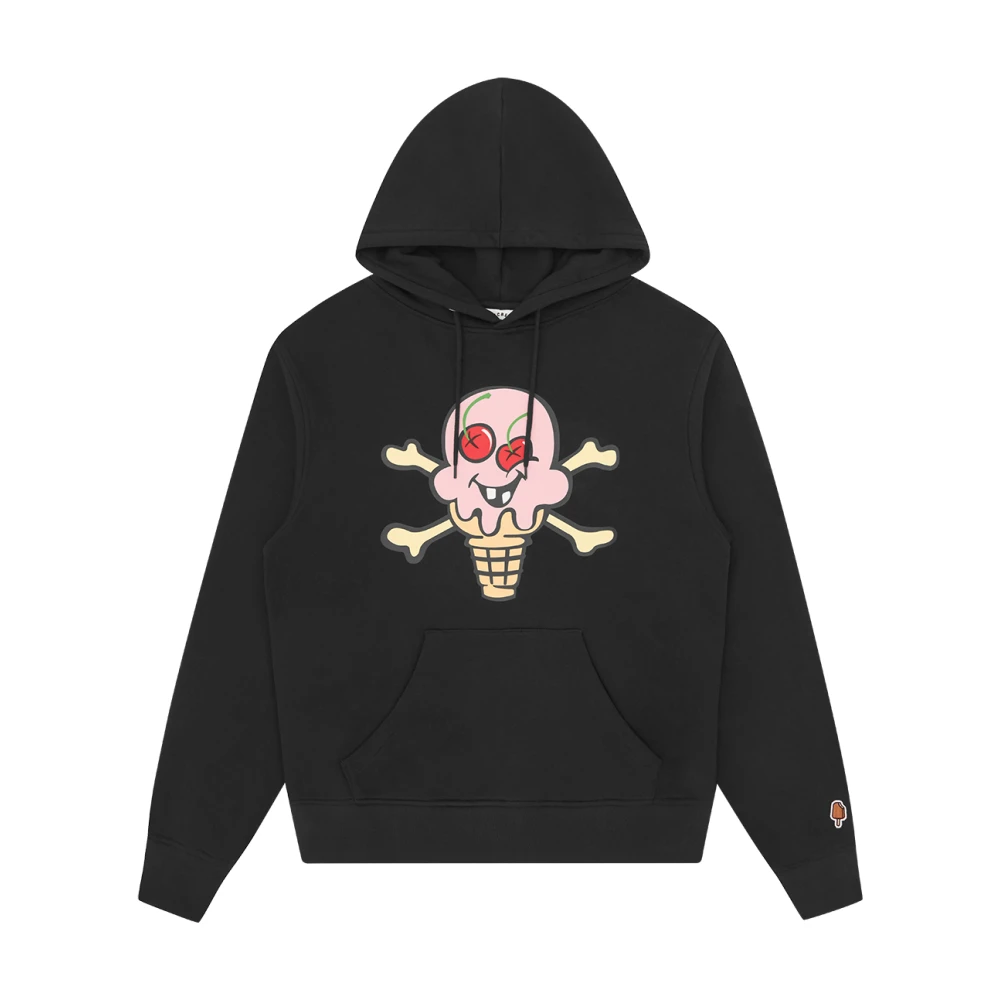 Icecream Men's Black Fall 24 Popover Hood With Screen Print - Hoodies - Xl - Sweatshirts & Hoodies