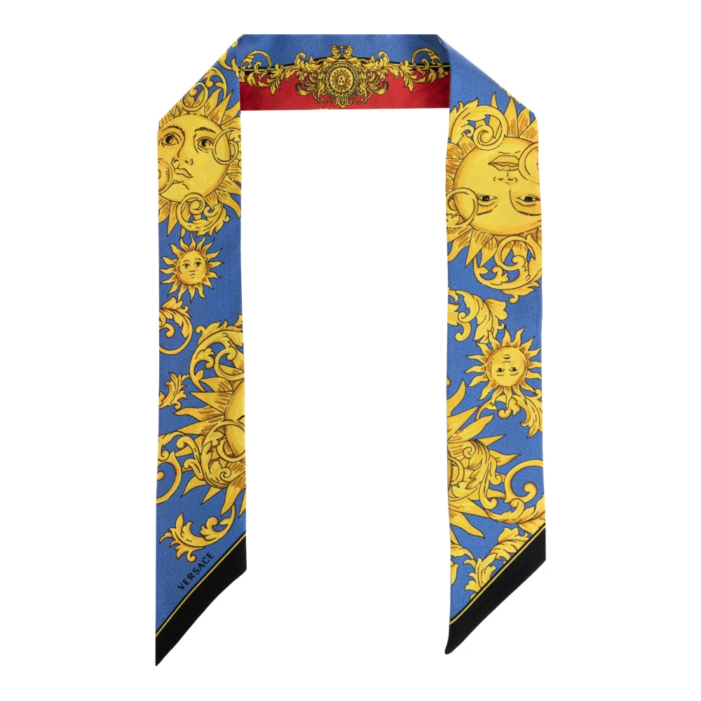 Versace Blå Printed Silk Twill Ribbon