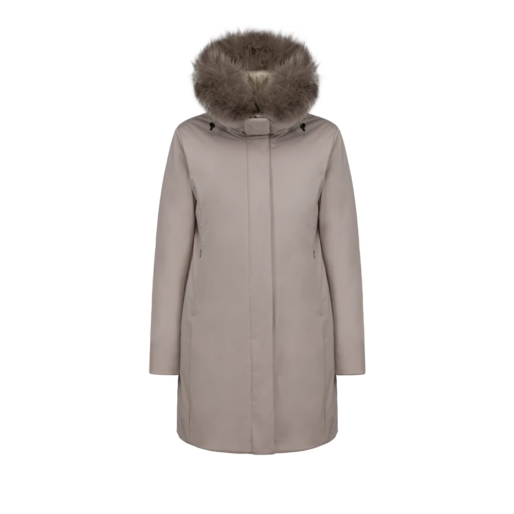 People of Shibuya Technische parka met afneembare bont capuchon Beige Dames