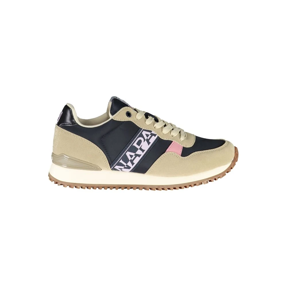 Napapijri Women's Beige Lace-Up Sneakers With Contrast Details