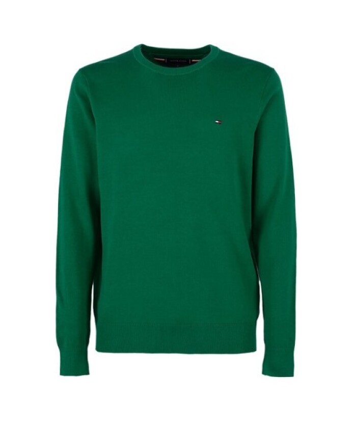 pull-col-rond-vert-coton-pur