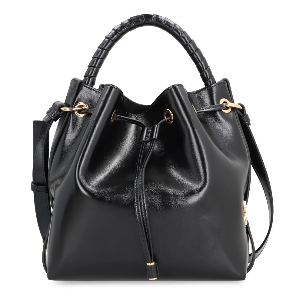 Chloé Leren Bucket Bag met Trekkoordsluiting Black Dames