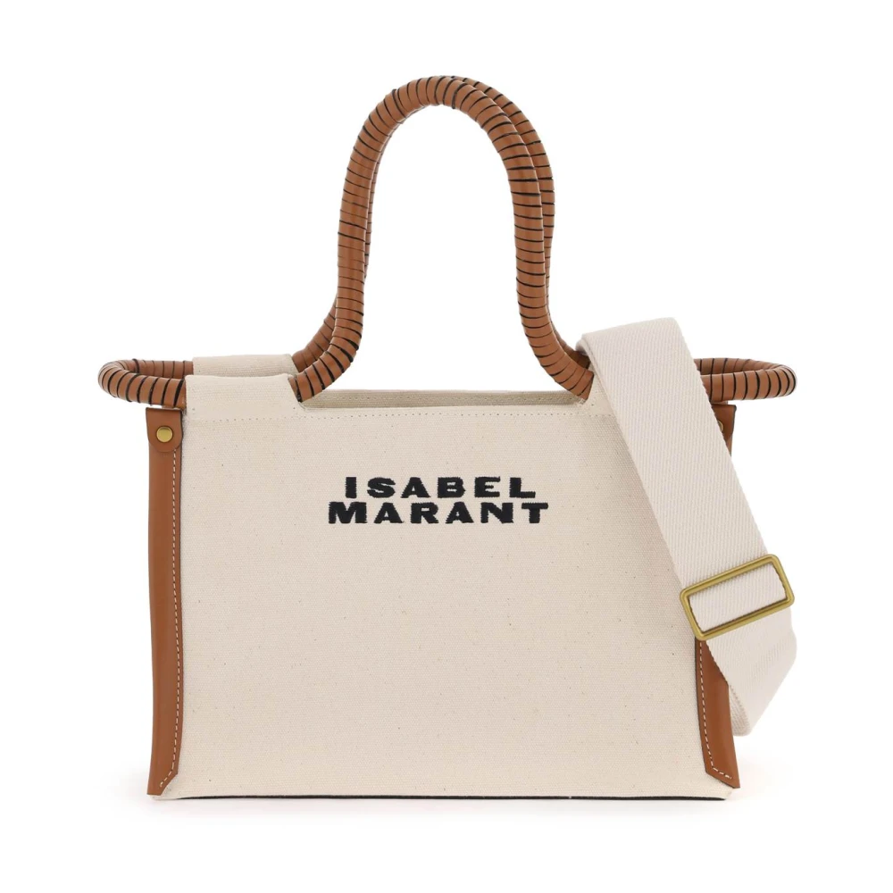 Isabel marant Canvas tote tas met geborduurd logo Beige Dames