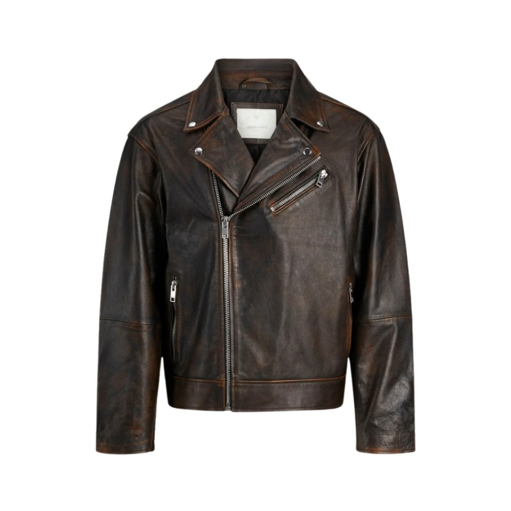 Jack & jones Leren Bikerjack Brown Heren