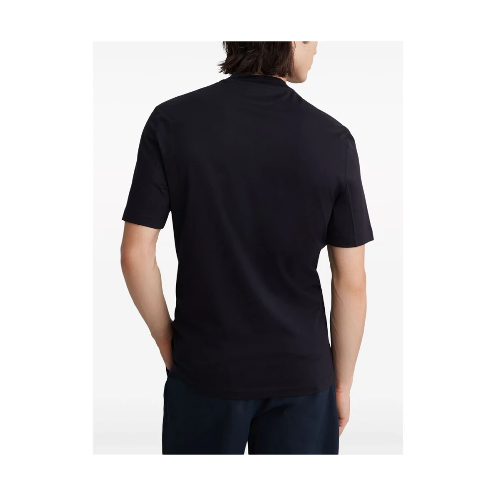BRUNELLO CUCINELLI Zwarte Katoenen V-Hals T-Shirt Blue Heren