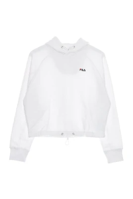 Vit Cropped Hoodie med Dragsko