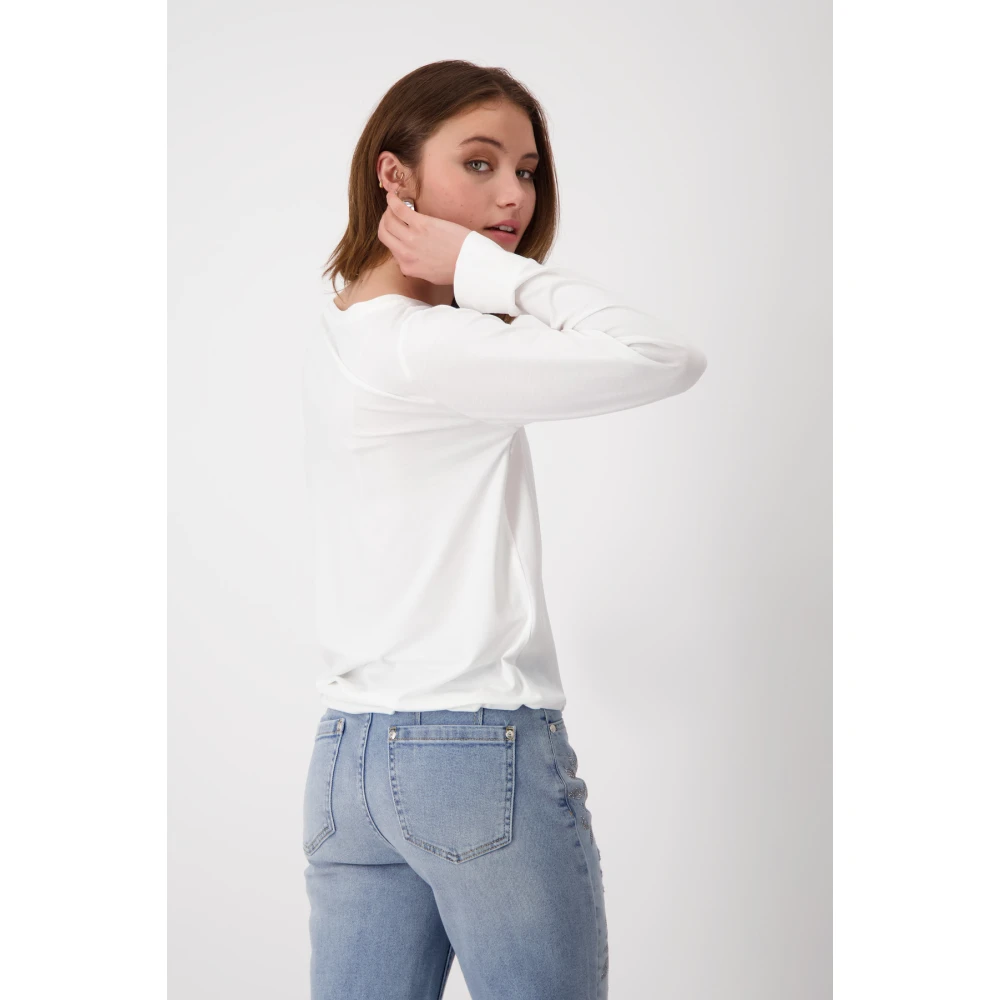 monari Stijlvolle blouse shirt met sieradenzak White Dames