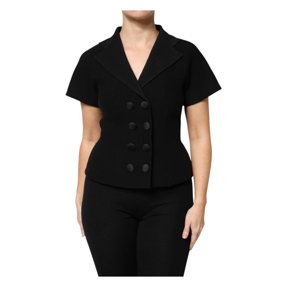 Dolce & Gabbana Black Blazers, Female, M, Wool Double Breasted Jacket
