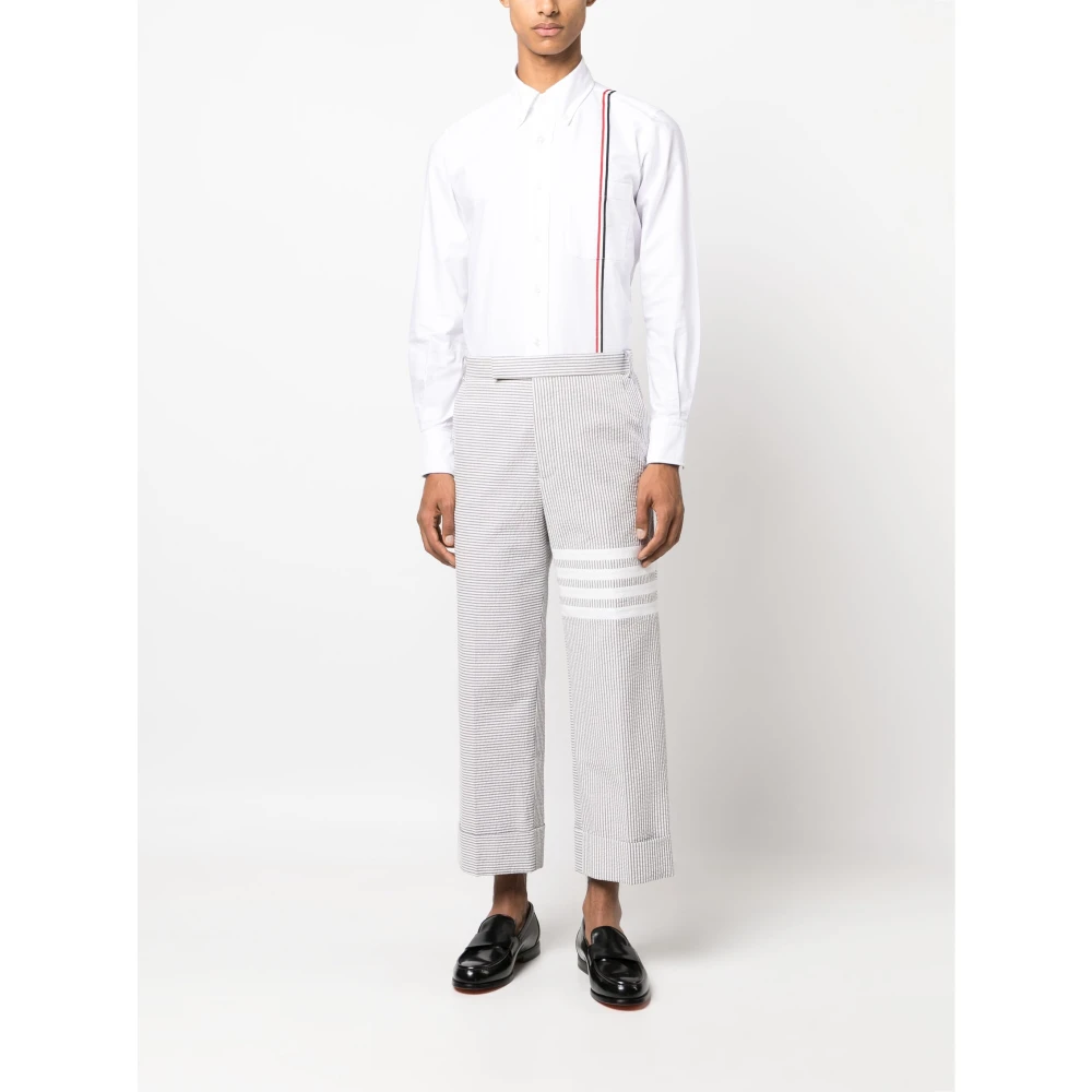 Thom Browne Wit Gestreept Katoenen Oxford Overhemd White Heren