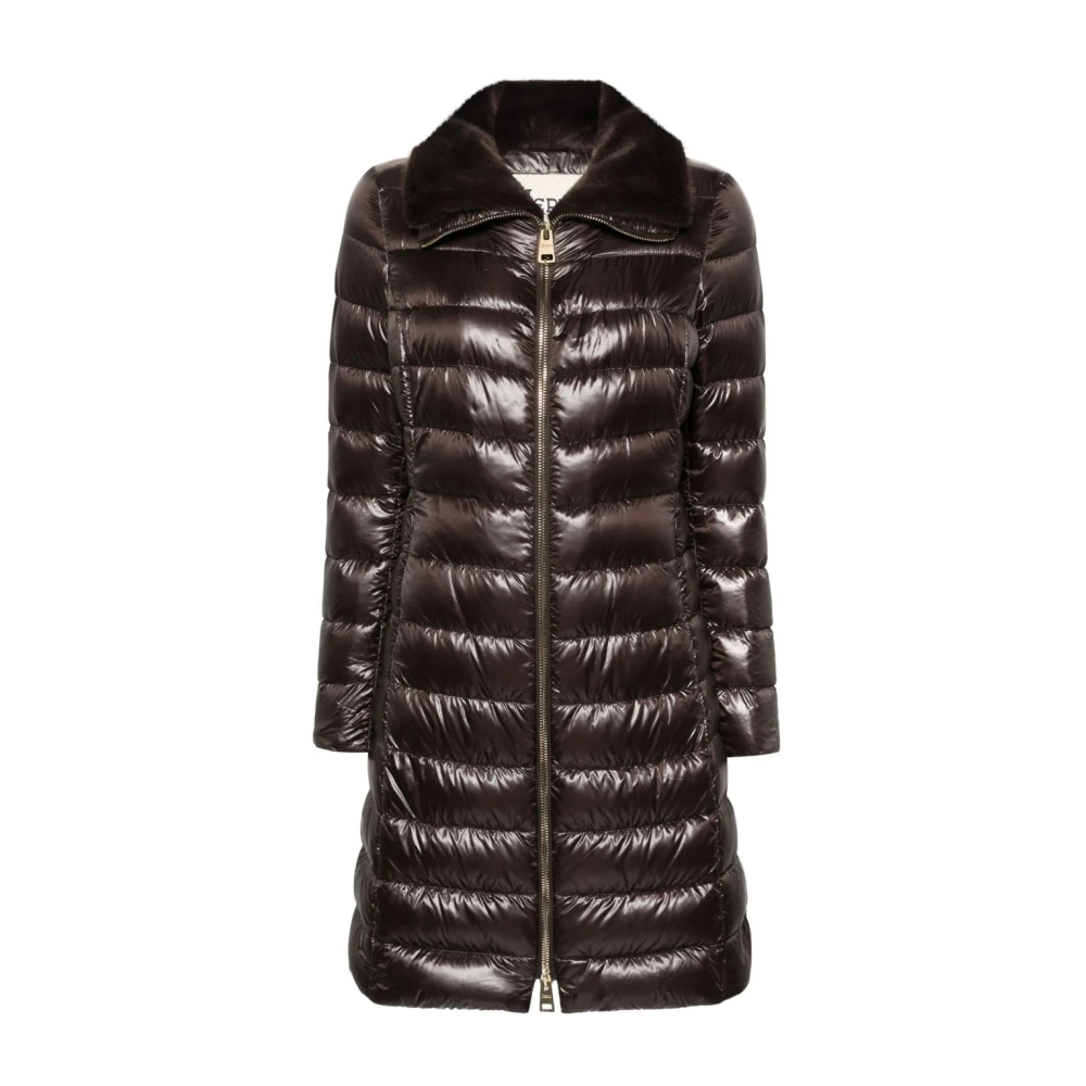 Herno Brown Down Jackets, Female, 2XL, Long Padded Puffer Coat