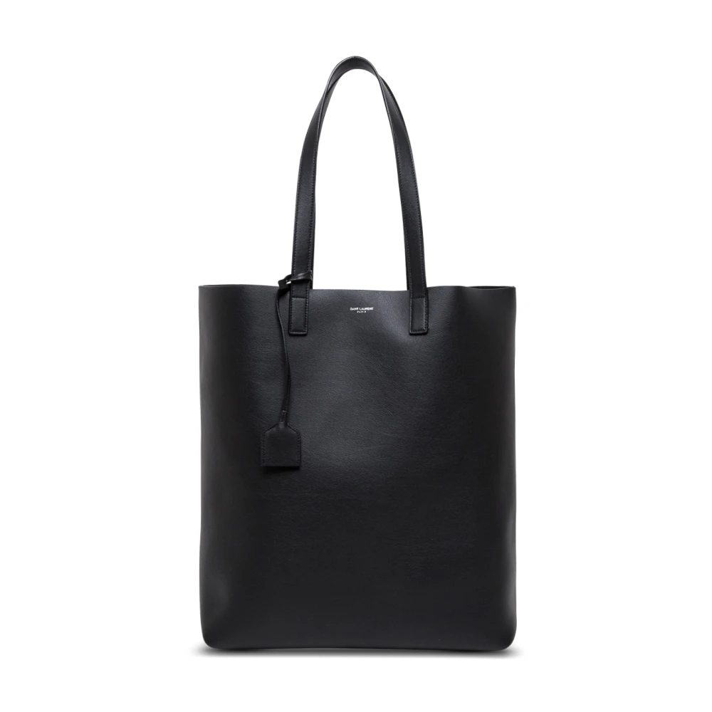 Saint Laurent Leren boodschappentas met afneembare zak Black Heren