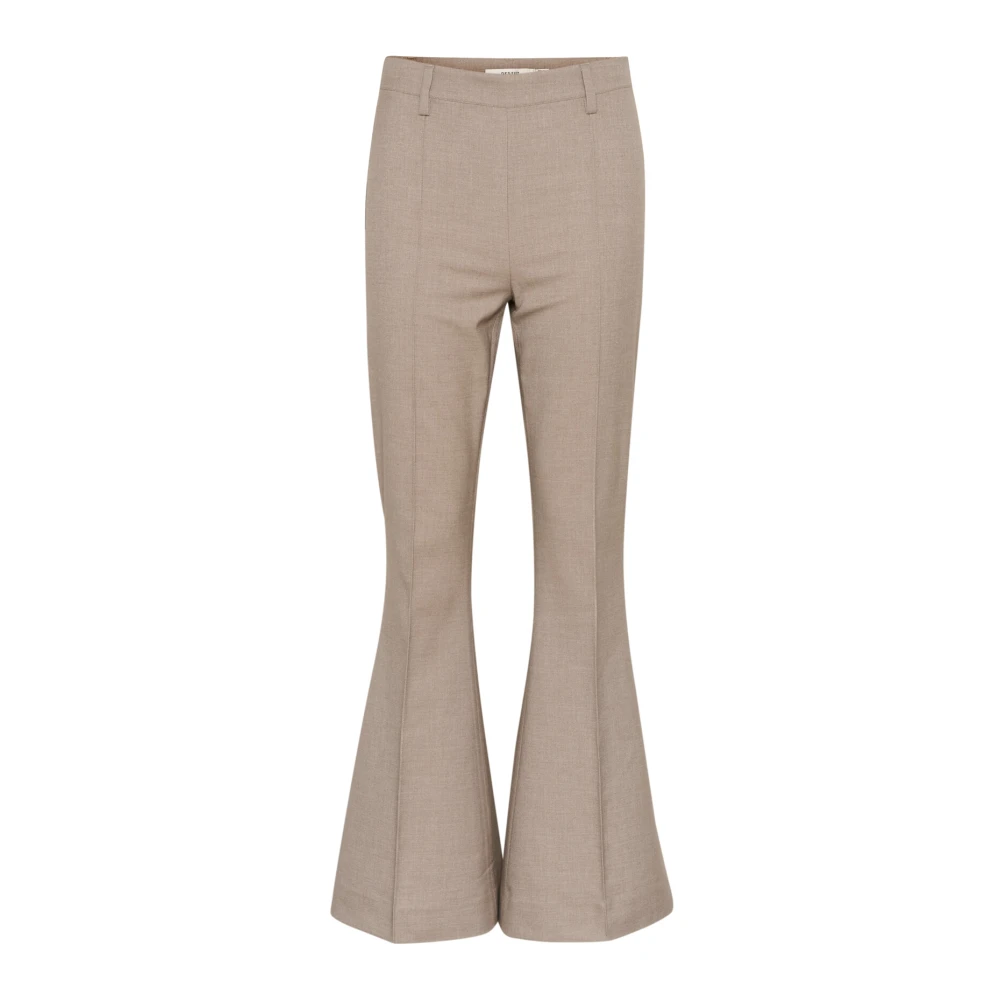 Gestuz Flared broek met hoge taille en voorste naden Beige Dames