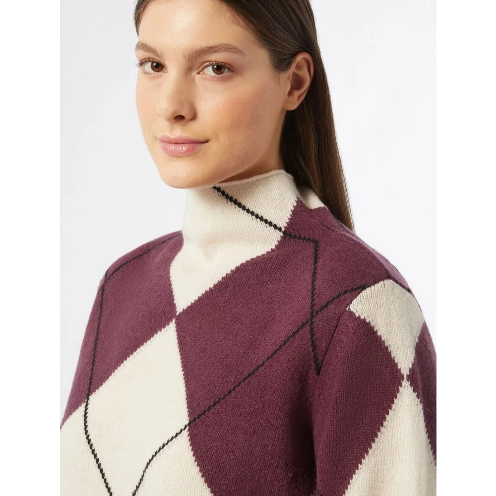 Marina Rinaldi Bordeaux Trui Intarsia Ontwerp Multicolor Dames