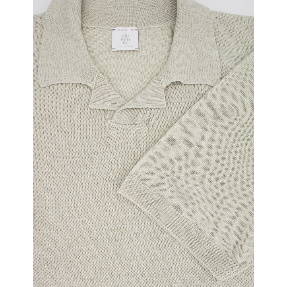 Eleventy Veelzijdig Linnen Polo Shirt Green Heren