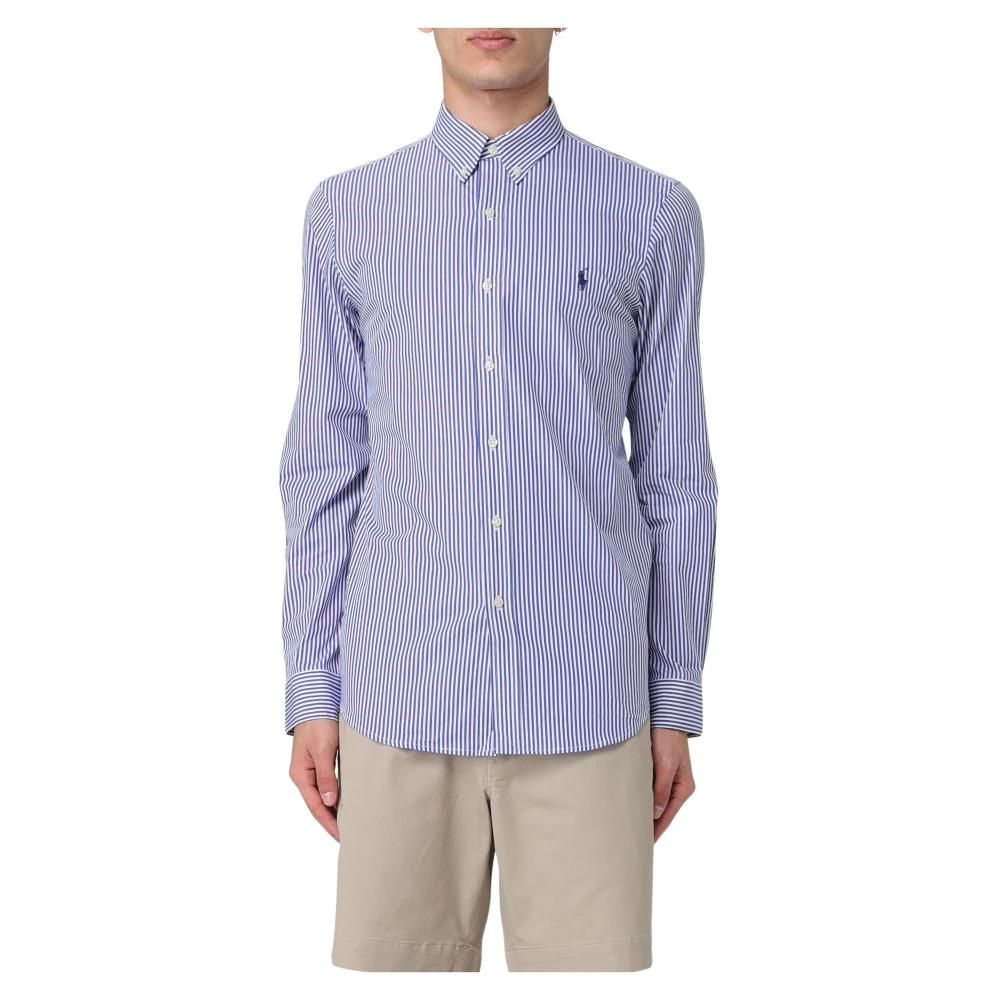Polo Ralph Lauren Men's Blue Striped Stretch Poplin Shirt 2XL
