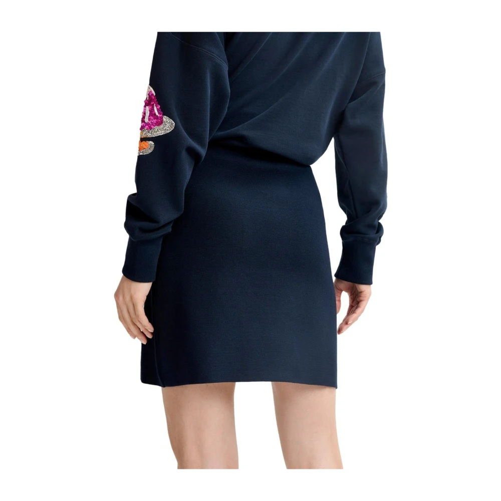 Essentiel Antwerp Donkerblauwe Trapezium Rok met Parelknopen Blue Dames