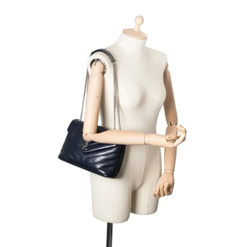 Yves Saint Laurent Vintage Pre-owned Leather shoulder-bags Blue Dames