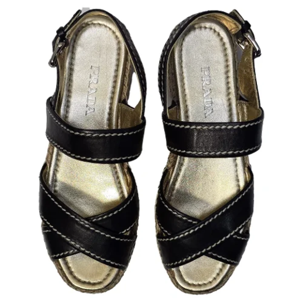 Prada Vintage Pre-owned Leather sandals Black Dames