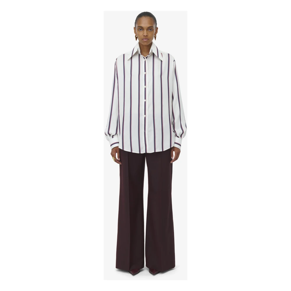 alexander mcqueen Zijden College Stripe Print Overhemd White Dames