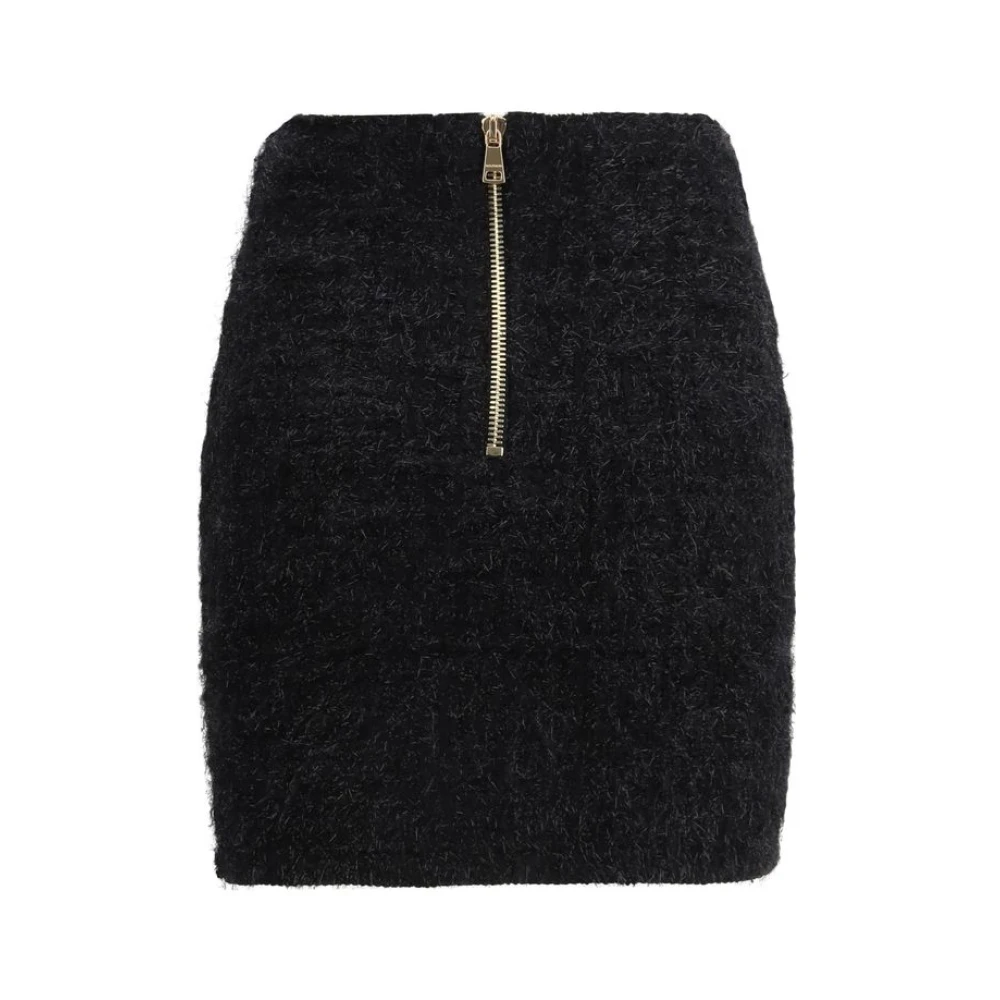 Balmain Lurex Gebreide Minirok Black Dames
