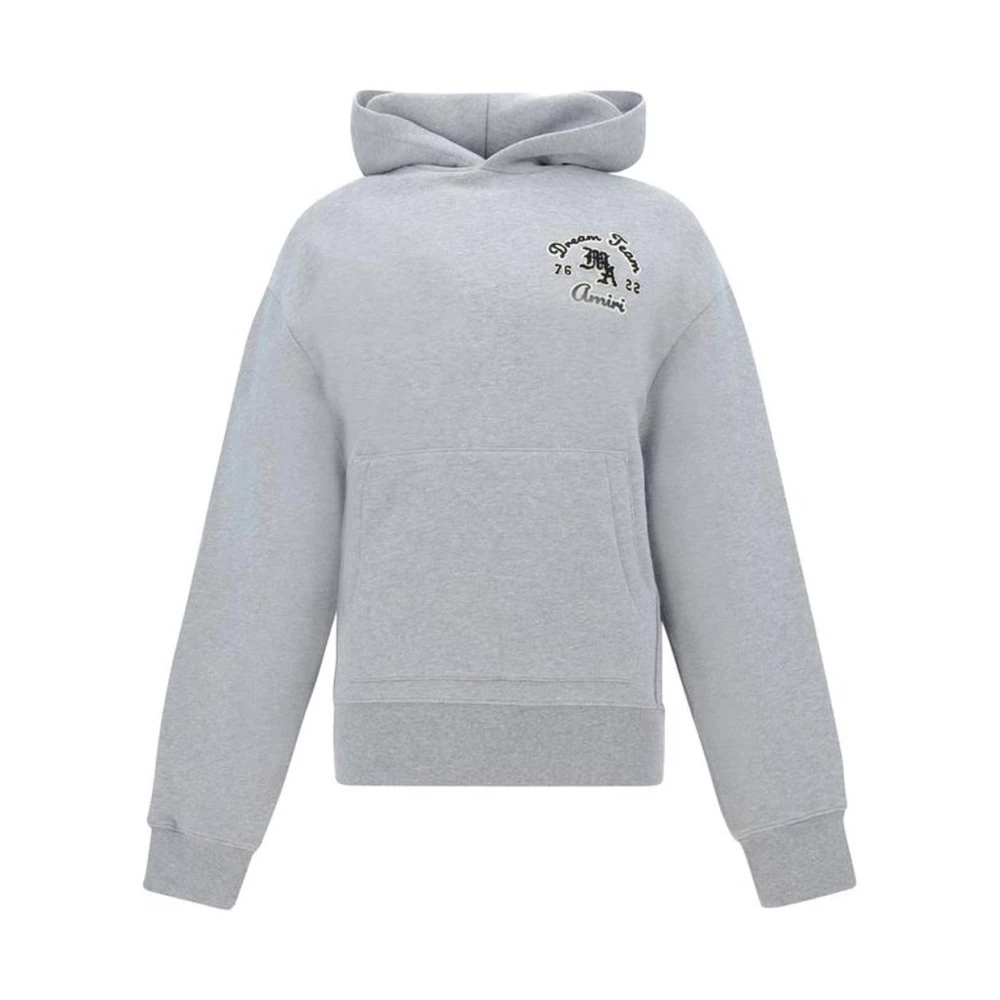 Amiri Iconische Monogram Katoenen Hoodie met Geribbelde Manchetten Gray Heren
