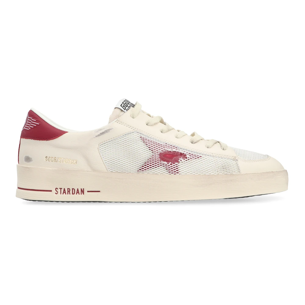 Golden Goose Men's White Sneakers,, Low-Top Trainers With Mesh Inserts Size 8 Uk