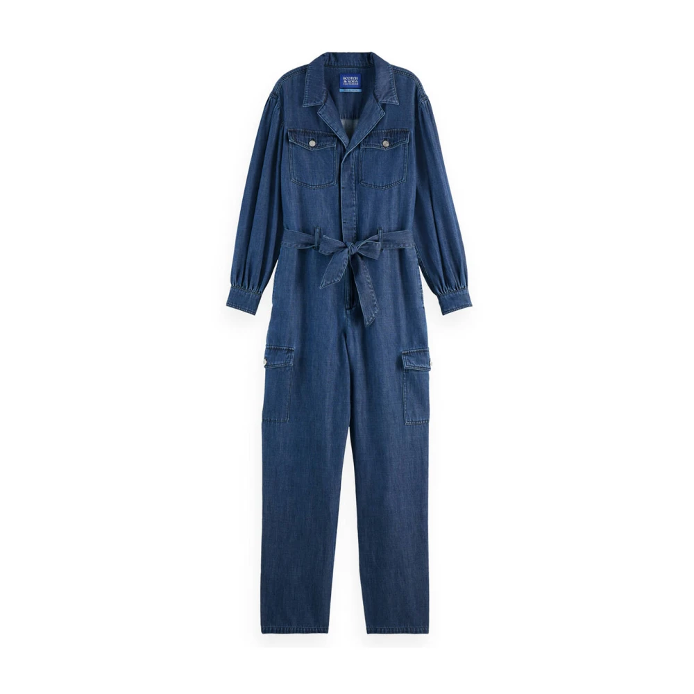 Scotch & Soda Lichtgewicht Denim Jumpsuit in Donker Blue Dames