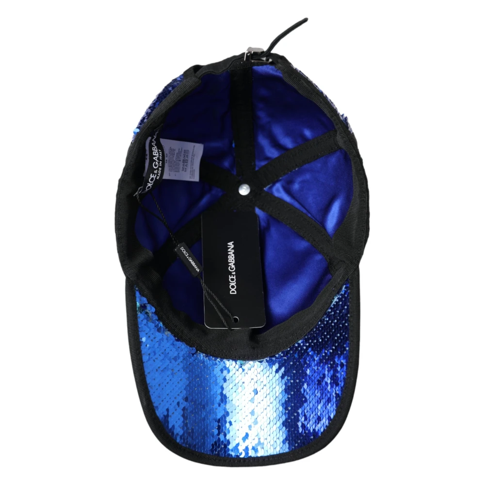 Dolce & Gabbana Blauwe Pailletten Baseballpet Mannen Blue Heren