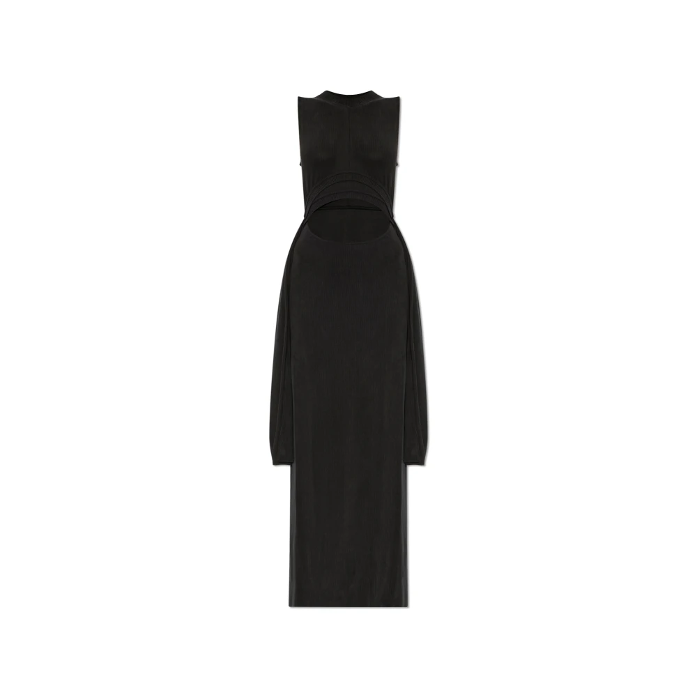 Balmain Geribbelde Jurk met Split Black Dames