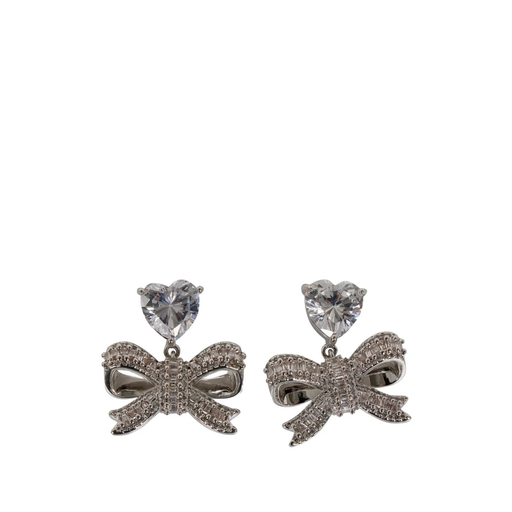 Self Portrait Crystal Bow Earrings - Female - Earrings - Gray - One Size - Accessories