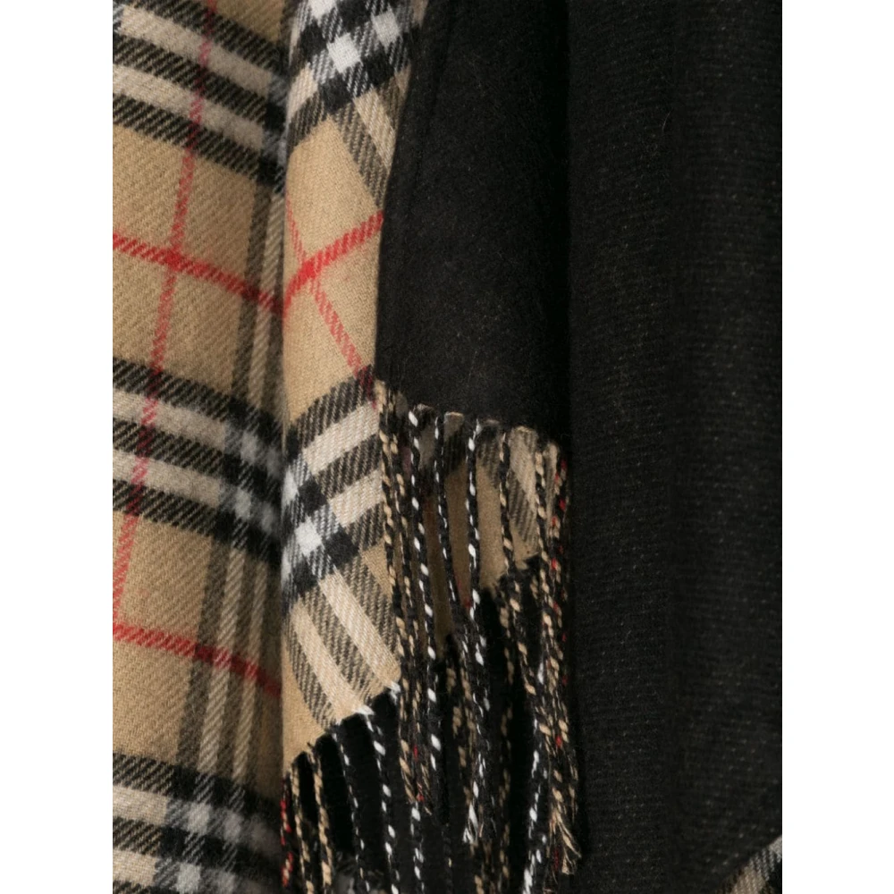 Burberry Zwarte Wol Omkeerbare Cape Black Dames