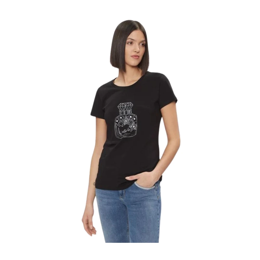 Liu Jo Stijlvol T-shirt voor Mannen en Vrouwen Black Dames