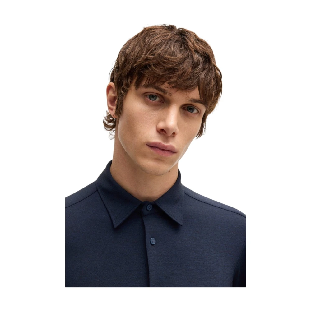 Hugo Boss Navy Slim-Fit Prestatie Shirt Blue Heren