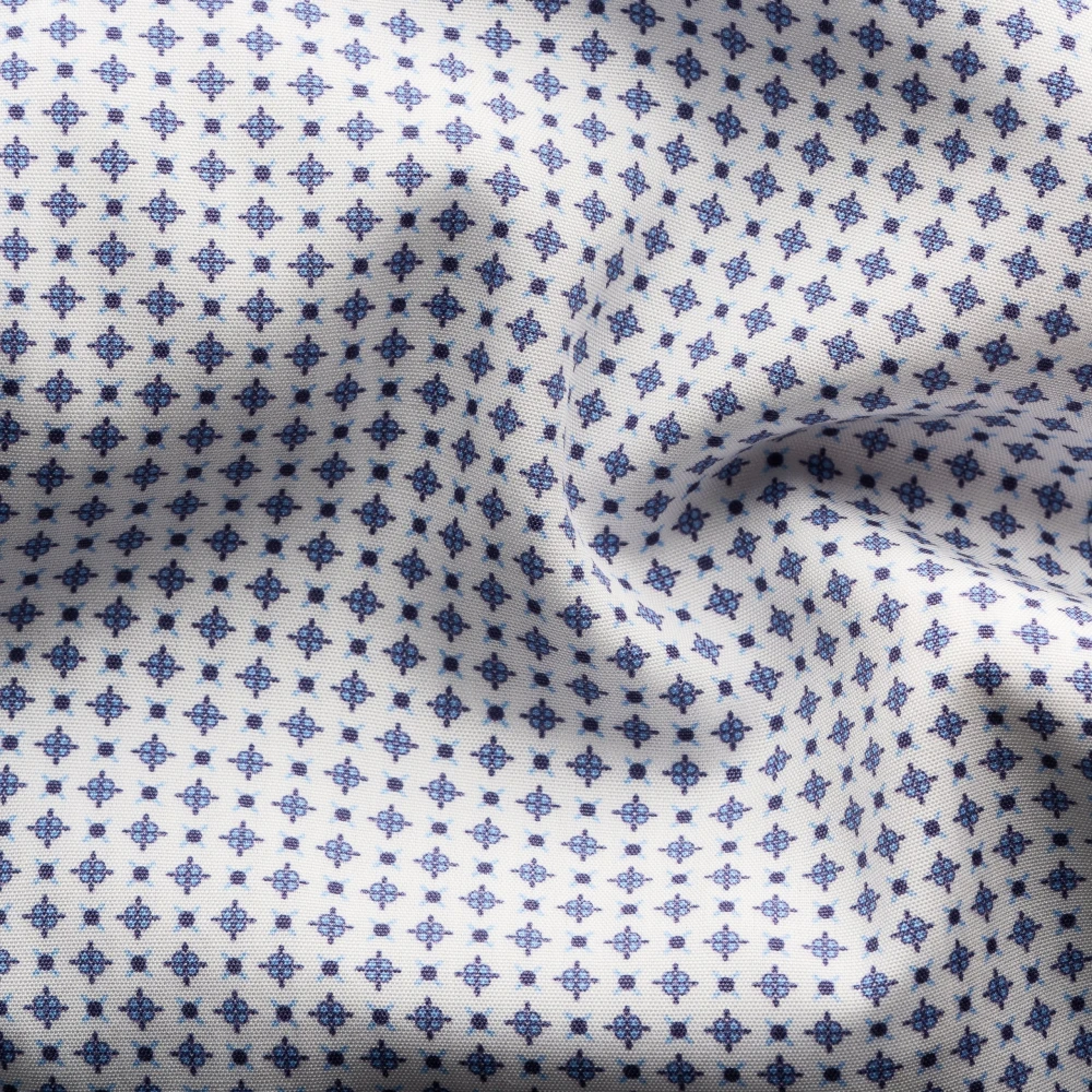 Eton Slim Fit Micro Print Poplin Overhemd Blue Heren