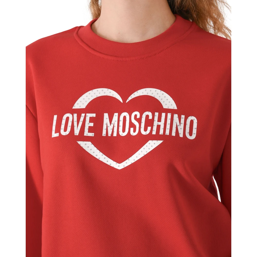 Love Moschino Rode Katoenen Sweatshirt Red Dames