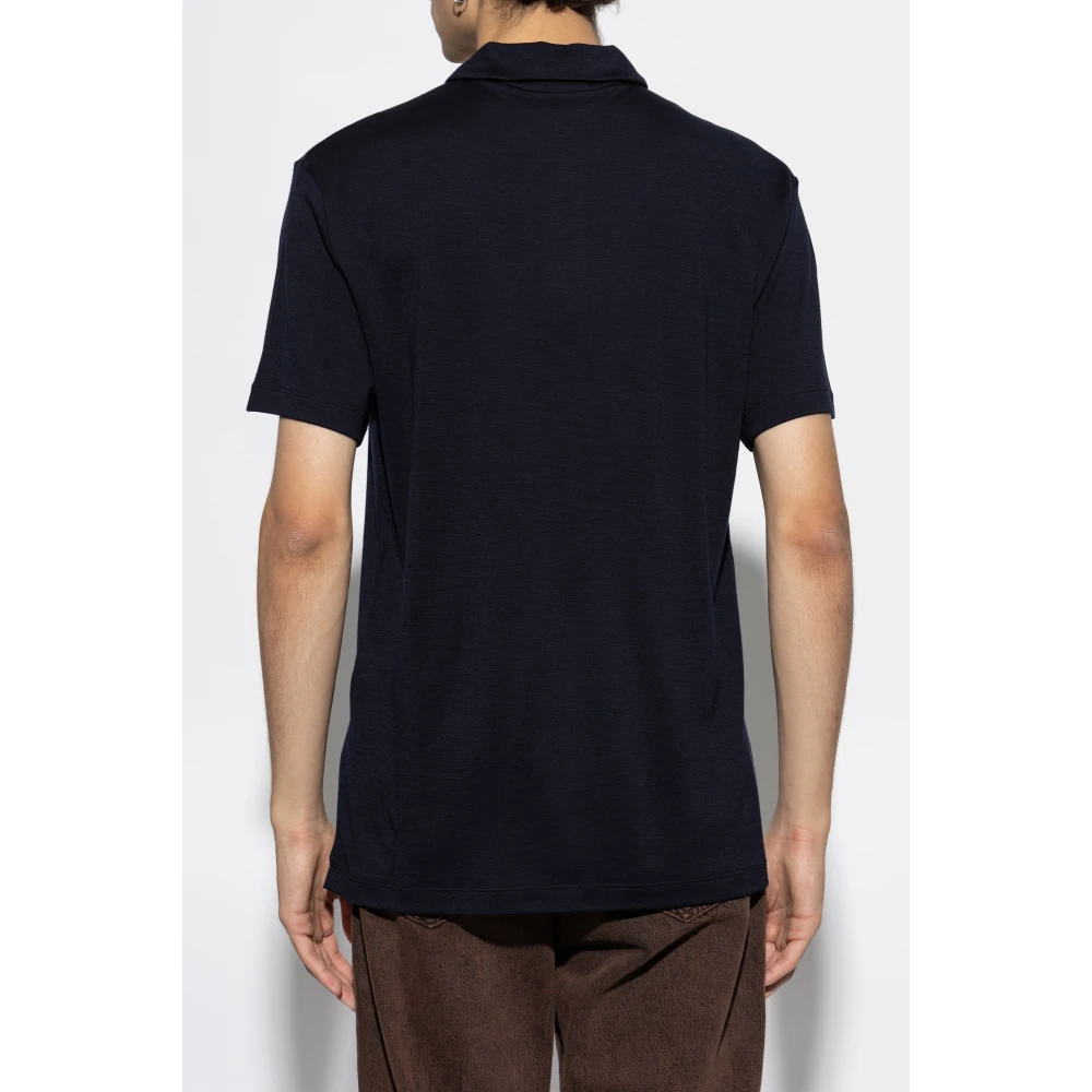 Giorgio Armani Wollen Polo Blue Heren