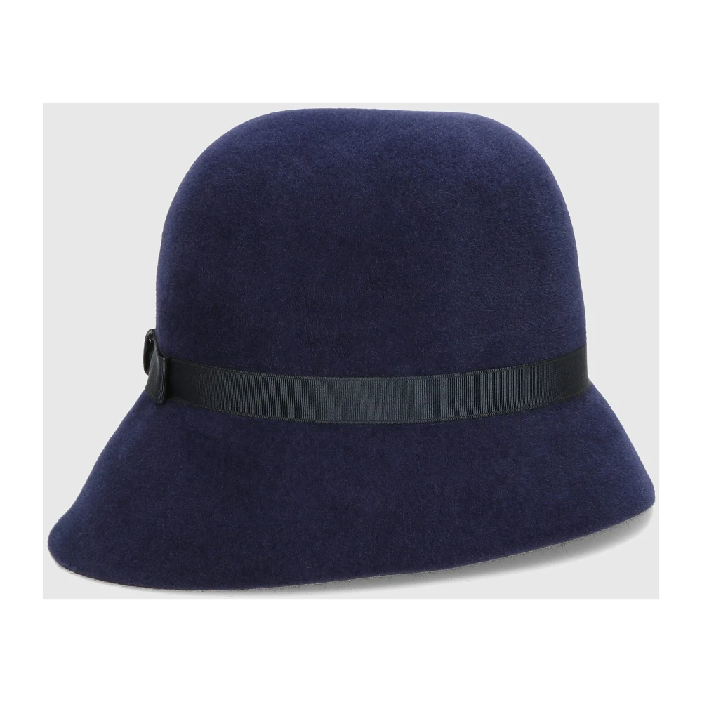 Borsalino Retro Velour Cloche Hat Blue Dames