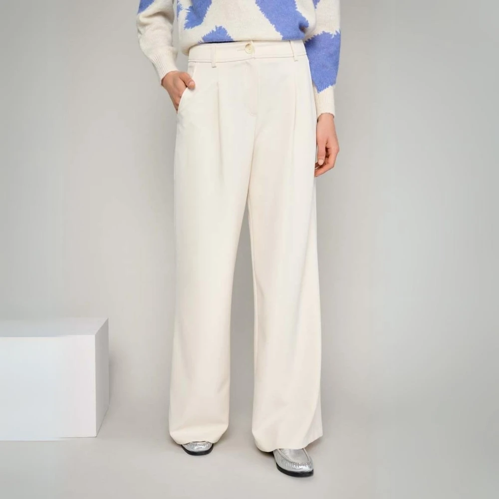 Marie Méro Crème Wijde Pijp Broek Beige Dames
