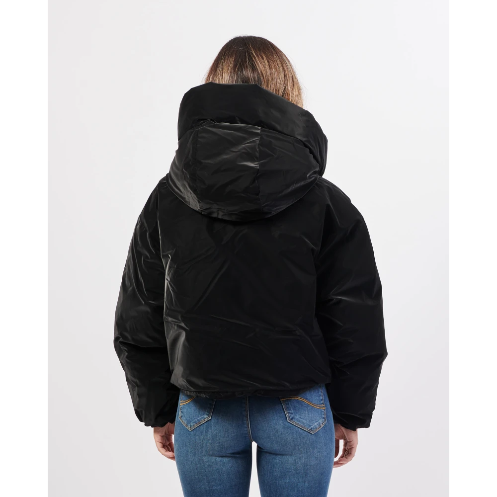 Hugo Boss Oversize Fluwelen Jas met Capuchon Black Dames