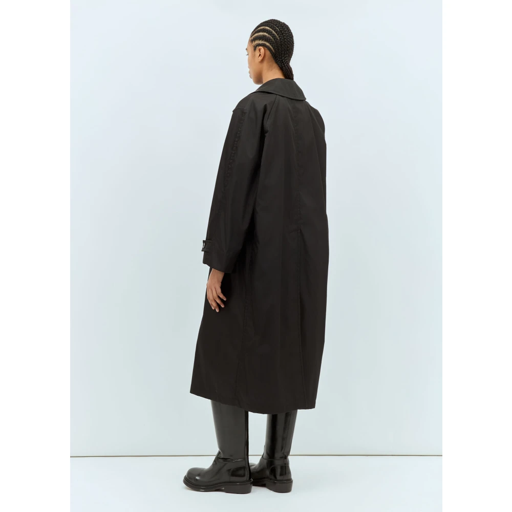 Jil Sander Regenjas in schelpweefsel met spreidkraag Black Dames