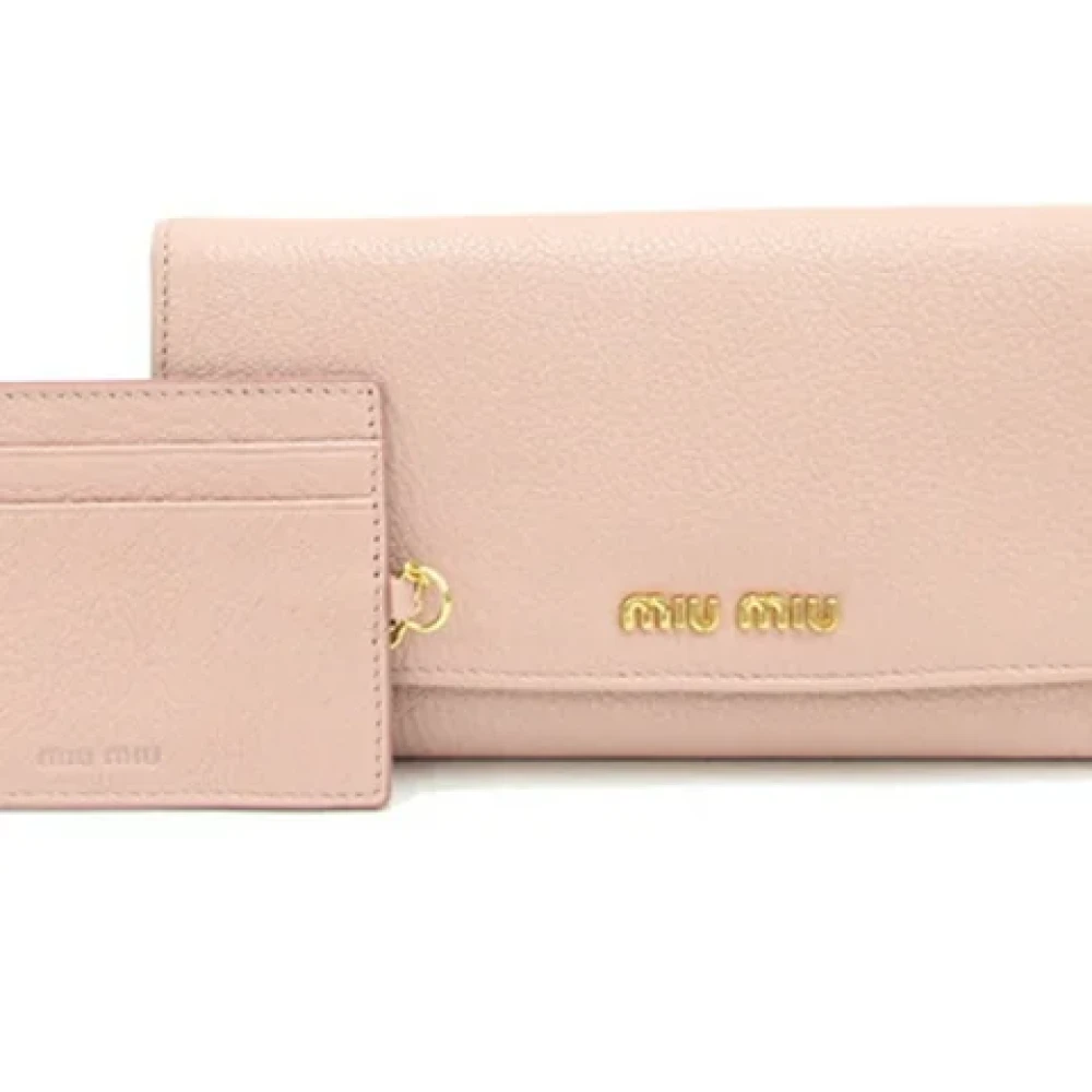 Miu Pre-owned Leather wallets Pink Dames