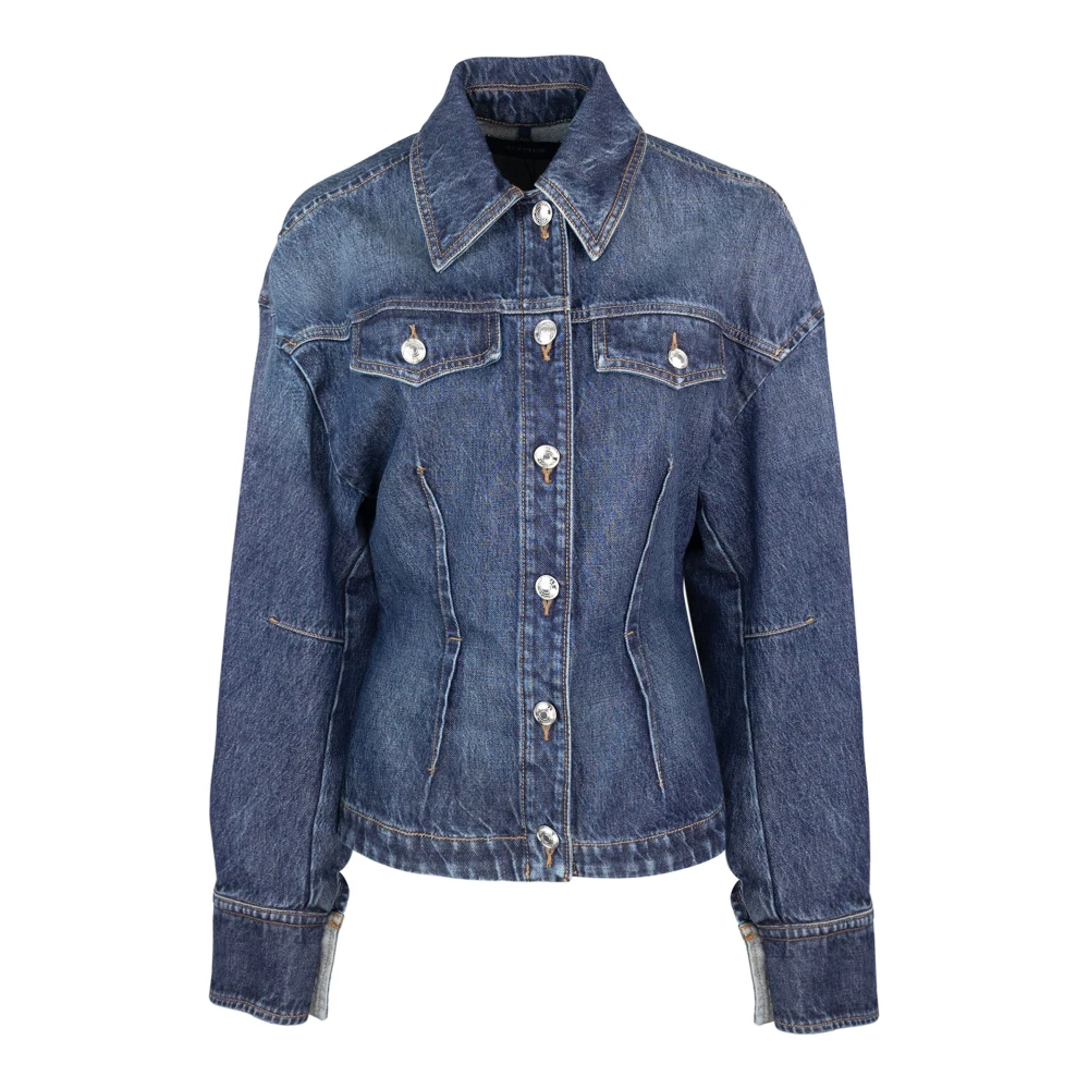 SPORTMAX Blauwe Denim Jas Regular Fit Blue Dames