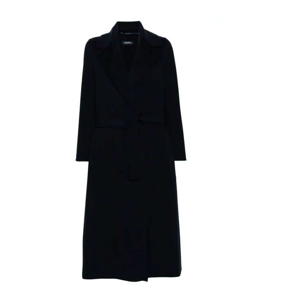 Max Mara Blauwe Wollen Ceintuur Wikkeljas Blue Dames