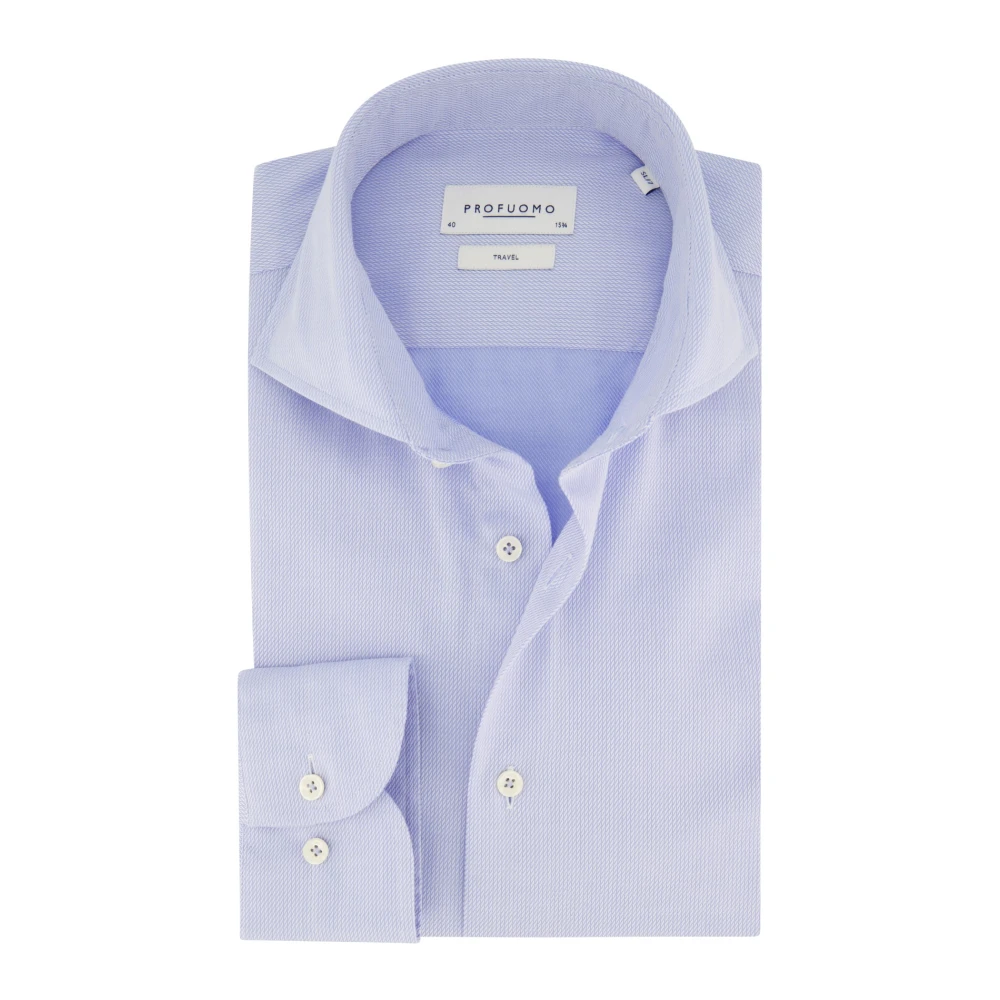 Profuomo Zakelijk Overhemd Lichtblauw Cutaway Kraag Blue Heren