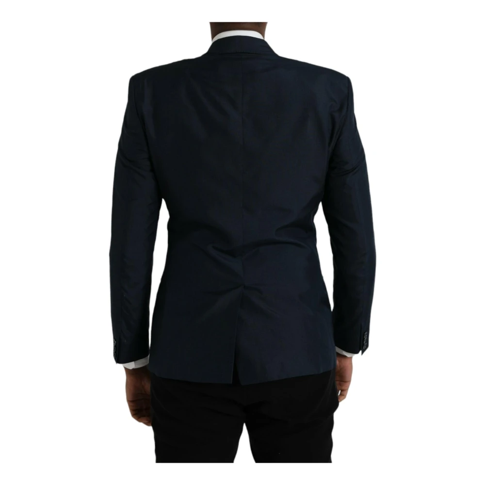 Dolce & Gabbana Blauwe Notch Jas Blazer Slim Fit Blue Heren