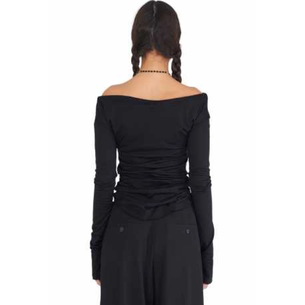 Isabel Benenato Fijne wol cowl neck gebreide top Black Dames